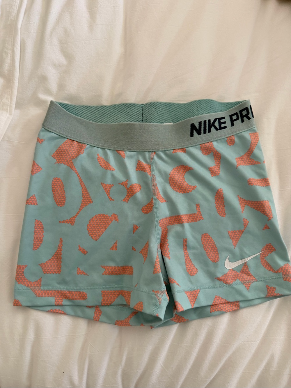 Women's Aqua and Coral Printed Compression Shorts